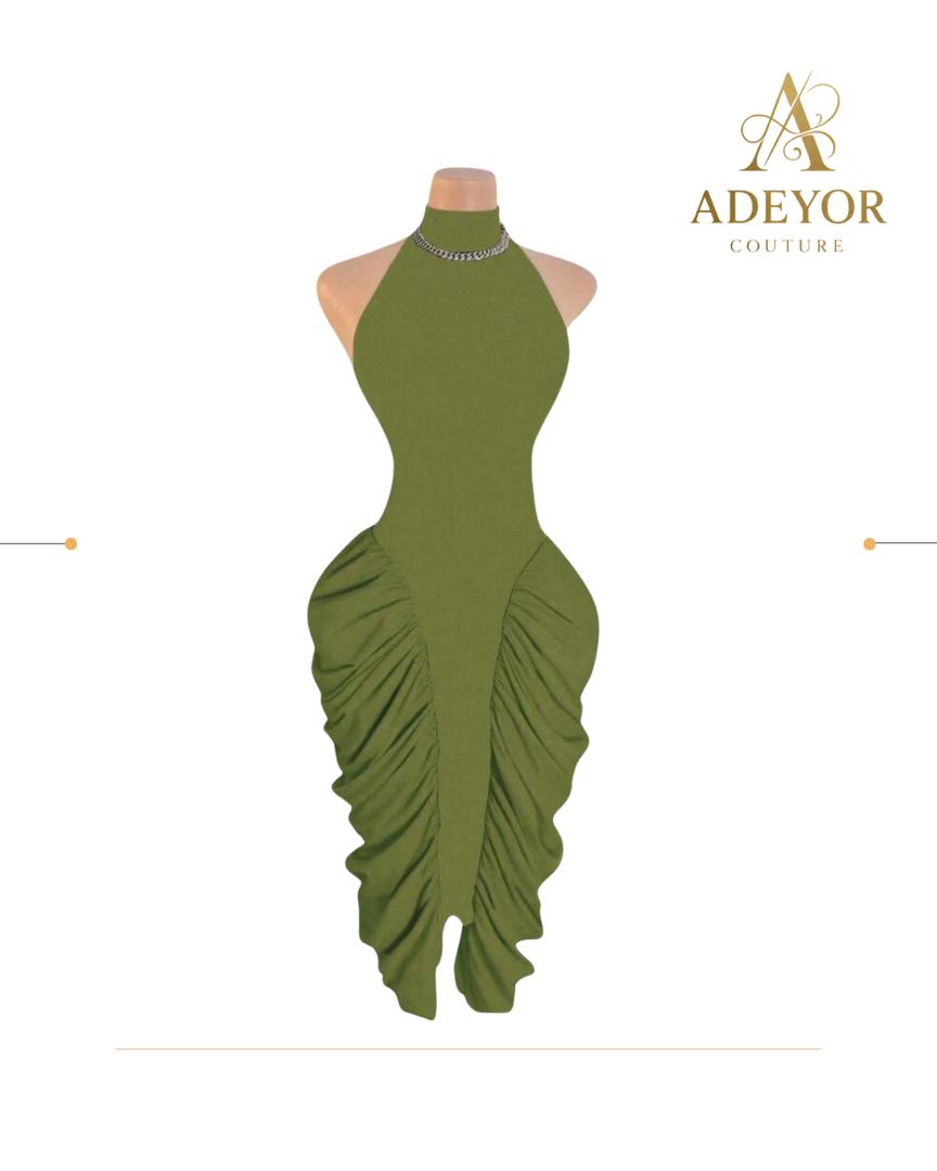 The Midnight Sculpt Halter Gown