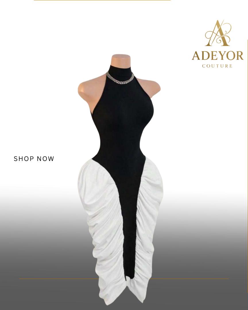 The Midnight Sculpt Halter Gown